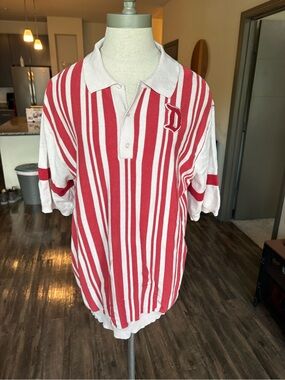Disney Red and White Striped Polo Shirt